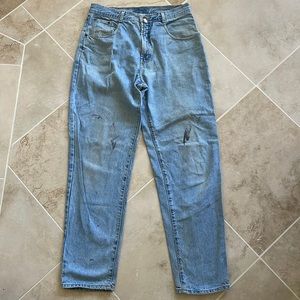 vintage STRUCTURE denim blue jeans mens 34 R cotton straight Full Leg High Waist